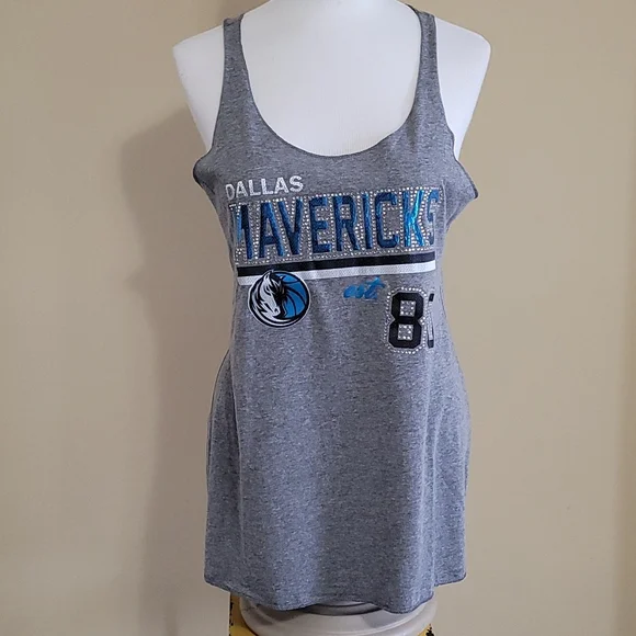 NEW Dallas Mavericks NBA Gameday Couture Womens Racerback Tank Heather Grey Medm - Picture 8 of 11